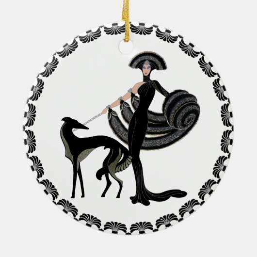 Art Deco Borzoi Keramik Ornament (Hinten)