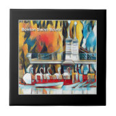 Art Deco Boston Swan Boats Fliese (Vorderseite)