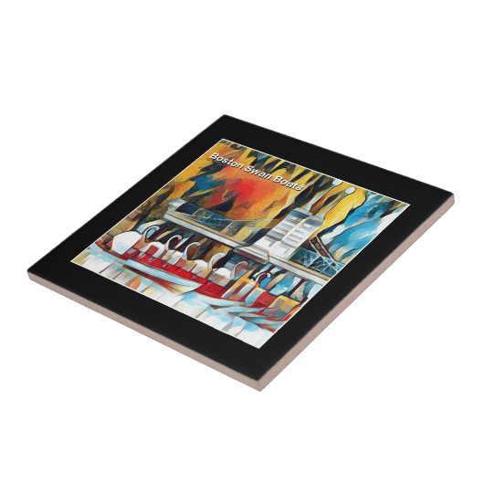 Art Deco Boston Swan Boats Fliese (Seite)