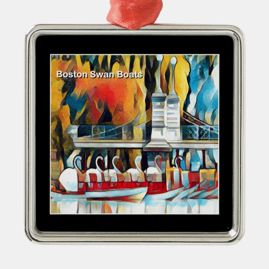 Art Deco Boston Swan Boats Ornament Aus Metall (Vorne)