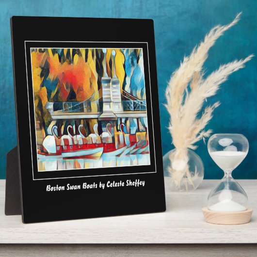 Art Deco Boston Swan Boats Plaque Fotoplatte (Seite)