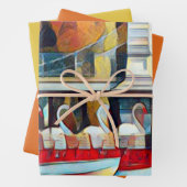 Art Deco Boston Swan Boats Wrapping Paper Sheets Geschenkpapier Set (Beispiel)