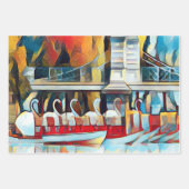 Art Deco Boston Swan Boats Wrapping Paper Sheets Geschenkpapier Set (Vorderseite)