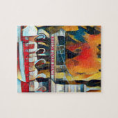 Art Deco Boston Swan Boote auf schwarzem Hintergru Puzzle (Horizontal)