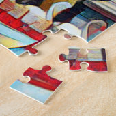 Art Deco Boston Swan Boote auf schwarzem Hintergru Puzzle (Seite)