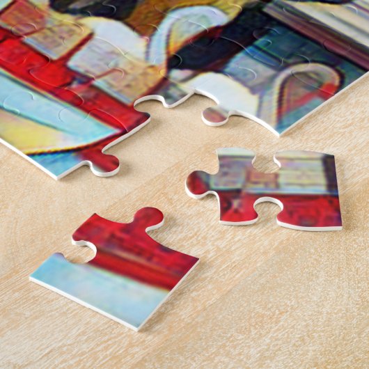 Art Deco Boston Swan Boote auf schwarzem Hintergru Puzzle (Seite)