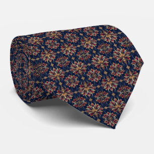 Art Deco Botanisches Geometrie-Muster: Cranberry.. Krawatte
