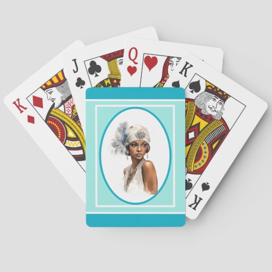 Art Deco Braunes Mädchen Flapper Spielkarten (Rückseite)