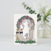 Art Deco Braut Postkarte (Stehend Vorderseite)