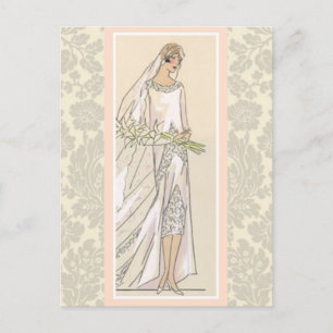 Art Deco Braut Postkarte