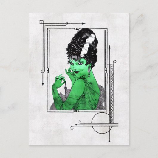 Art Deco Braut Postkarte (Vorderseite)