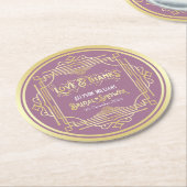 Art Deco Brautparty Gold Lilac Liebe & danke Runder Pappuntersetzer (Angewinkelt)