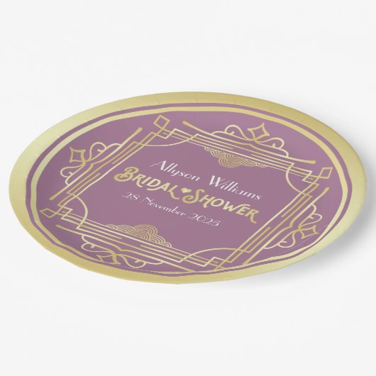 Art Deco Brautparty Parco Civico-Ciani Pappteller (Schrägansicht)