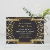 Art Deco Brautparty Party Gatsby Gold der 1920er J Einladung (Stehend Vorderseite)