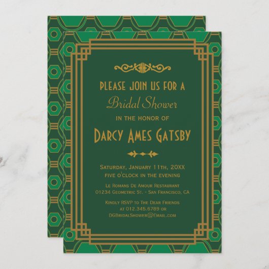 Art Deco Bridal Dusche Einladungen (Vorne/Hinten)