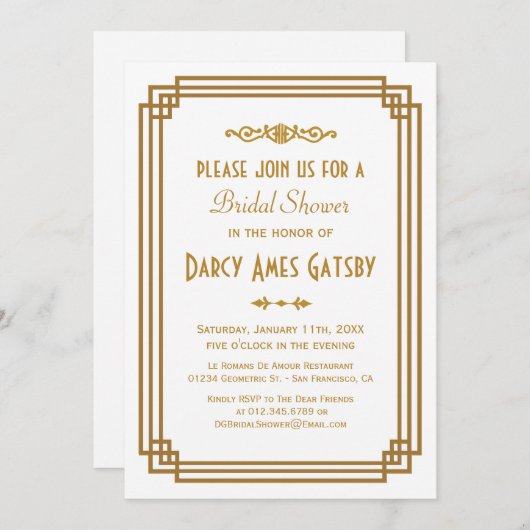 Art Deco Bridal Dusche Einladungen (Vorne/Hinten)