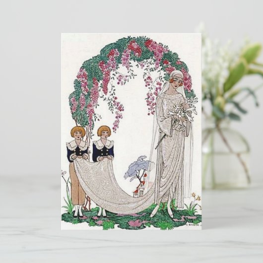 Art Deco Bride Einladung (Stehend Vorderseite)