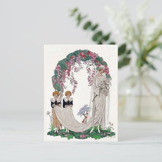 Art Deco Bride Postkarte (Stehend Vorderseite)