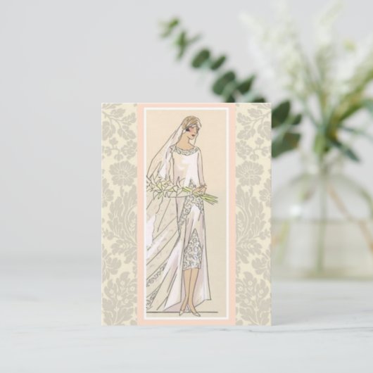 Art Deco Bride Postkarte (Stehend Vorderseite)