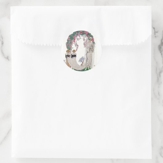 Art Deco Bride Runder Aufkleber (Tasche)