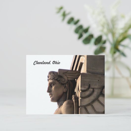 Art Deco Bridge Guardian (Cleveland) Postkarte (Stehend Vorderseite)