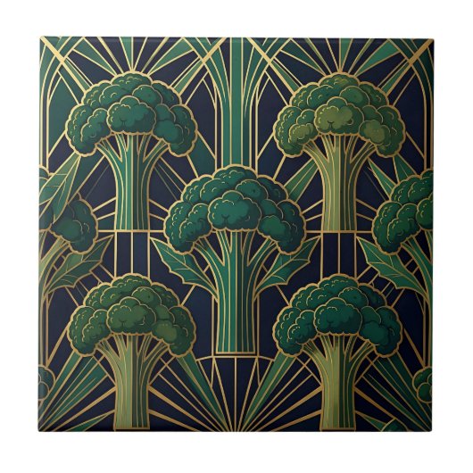 Art Deco Brokkolimuster Fliese (Vorderseite)