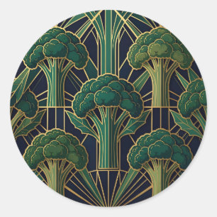 Art Deco Brokkolimuster Runder Aufkleber