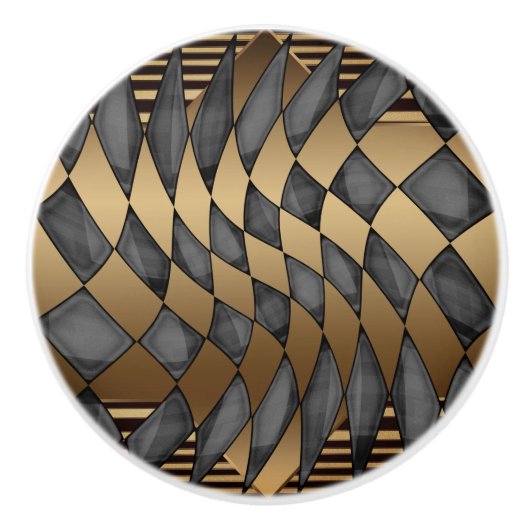 Art Deco Bronze Black Keramikknauf (Vorderseite)