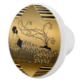 Art Deco Bronze Black Lady Relaxen Keramikknauf (Rechts)