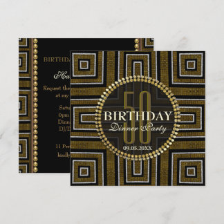 Art Deco Bronze Gold 50. Geburtstag Einladung