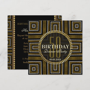 Art Deco Bronze Gold 50. Geburtstagseinladung Einladung