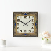 Art Deco Bronze Quadratische Wanduhr (Zuhause)