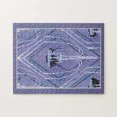Art-Deco-Brunnen in Blau Puzzle (Horizontal)