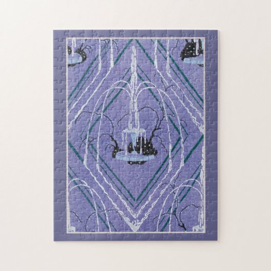 Art-Deco-Brunnen in Blau Puzzle (Vertikal)