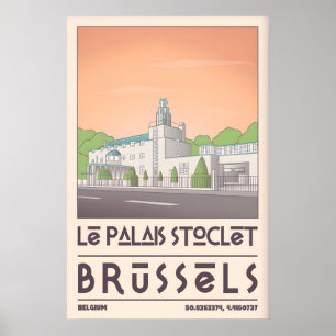 Art Deco Brüssel Poster, geometrische Stadtansicht Poster