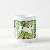 Art Deco Bunny Rabbit Holländisch Grau Weiß Grün Kaffeetasse (Mittel)