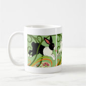 Art Deco Bunny Rabbit Holländisch Grau Weiß Grün Kaffeetasse (Links)