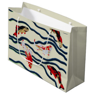 Art Deco Bunte Karpfen Schwimmen Marine Dekor Große Geschenktüte