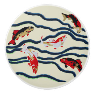 Art Deco Bunte Karpfen Schwimmen Marine Dekor Keramikknauf