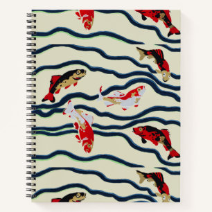Art Deco Bunte Karpfen Schwimmen Marine Dekor Notizblock