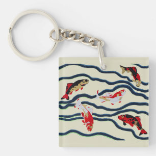 Art Deco Bunte Karpfen Schwimmen Marine Dekor Schlüsselanhänger