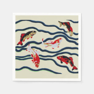 Art Deco Bunte Karpfen Schwimmen Marine Dekor Serviette