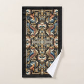 Art Deco Bunter Uhu Badhandtuch Set (Handtuch)