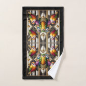 Art Deco Bunter Uhu Badhandtuch Set (Handtuch)