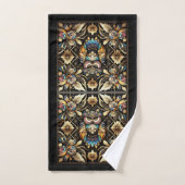 Art Deco Bunter Uhu Badhandtuch Set (Handtuch)