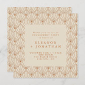 Art Deco Burnt Orange Elegante Engagement Party Einladung (Vorne/Hinten)