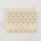 Art Deco Burnt Orange Elegante Hochzeit Dankeskarte (Vorne/Hinten)