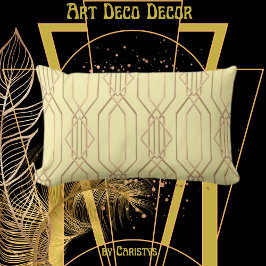 Art Deco Buttercreme & Gold Lumbar Kissen