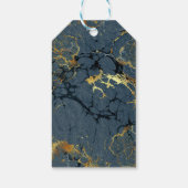 Art Deco Butterfly Blue Gold "Danke" Geschenkanhänger (Rückseite)