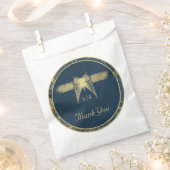 Art Deco Butterfly Blue Gold "Danke" Hochzeit Geschenktütchen (Ausgeschnitten)